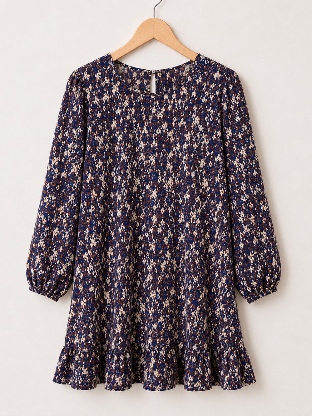 Uncle Frank Snakeskin Camo Print Peasant Midi Dress XL Boho Flowy Long Sleeve